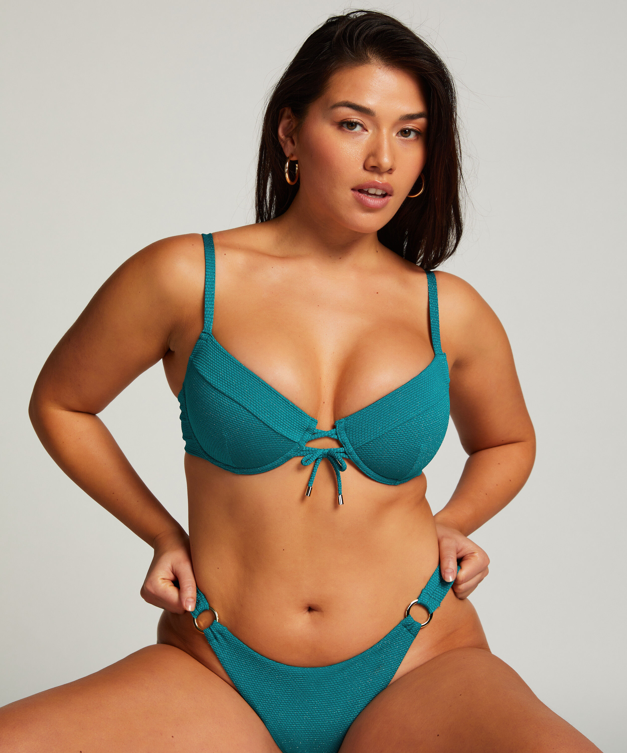 H&oslash;ykuttet Bikini Underdel Relief, Gr&oslash;nn