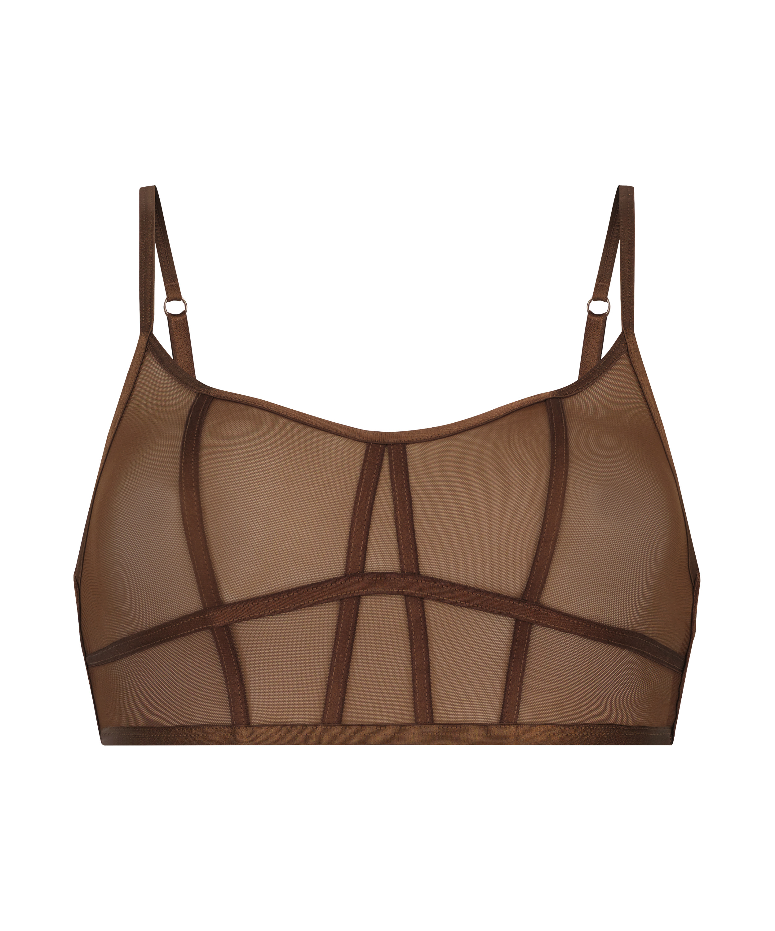Bralette longline Sexy Mesh, Brun, main