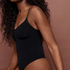 Sømløs body med høyt snitt, Svart