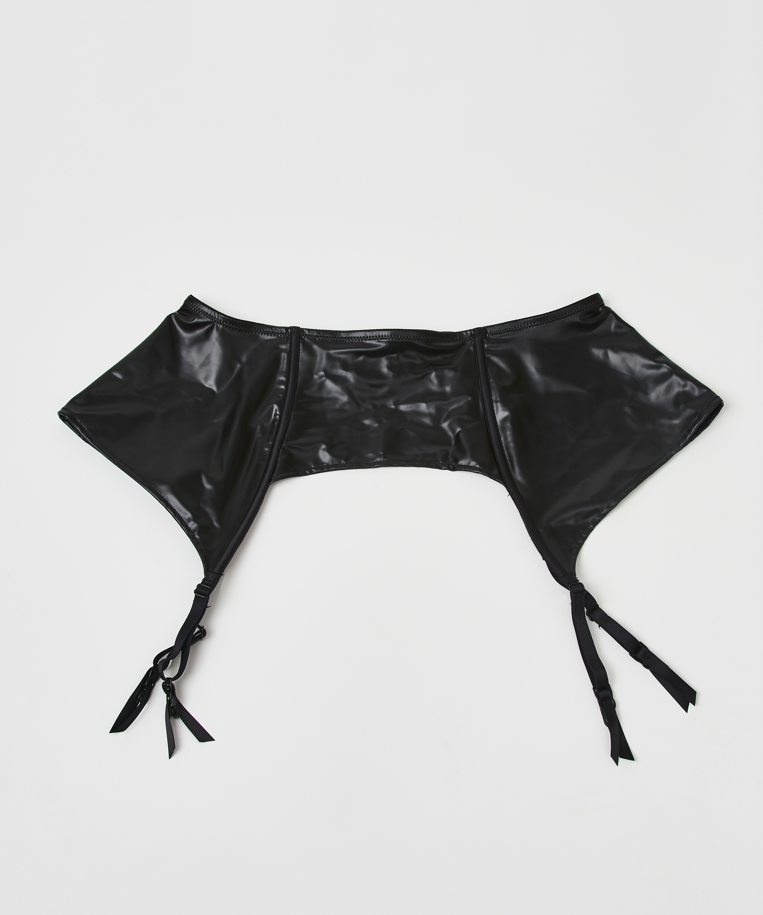 Private hofteholder med lærlook, Svart, main