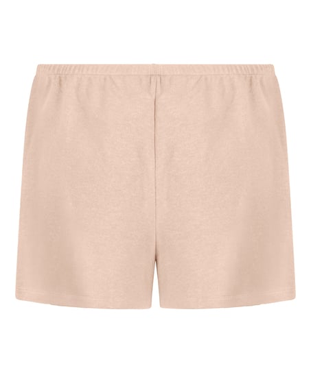 Pysjamashorts i b&oslash;rstet jersey, Beige