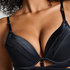 Vatterte longline push-up bøyle-bh Colette, Svart