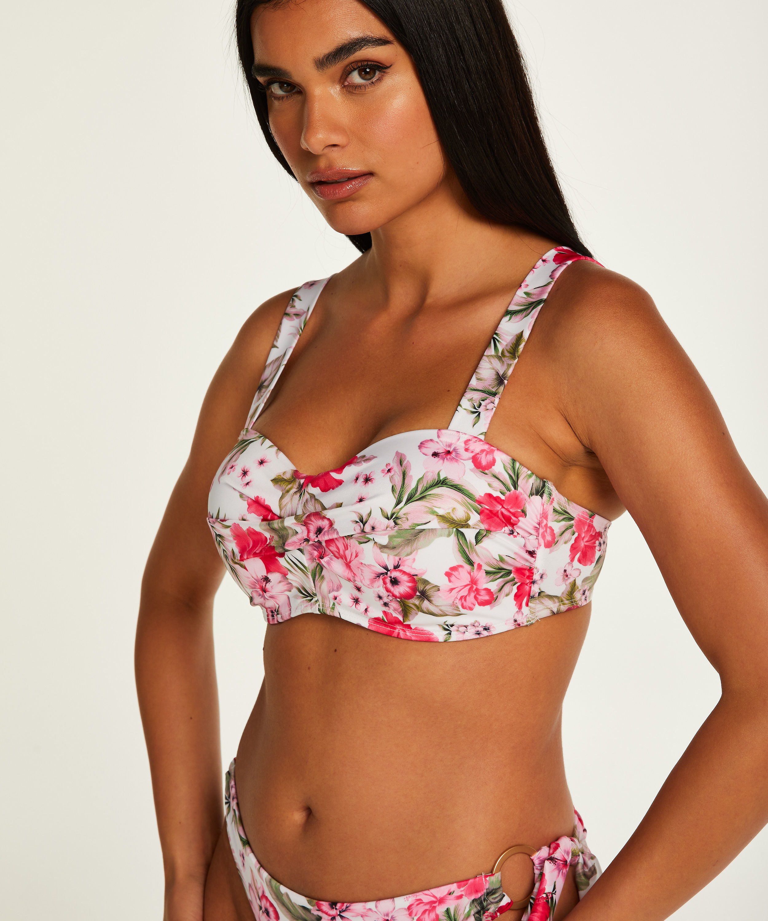 Tropical Bandeau bikinitopp med polstring, Hvit, main