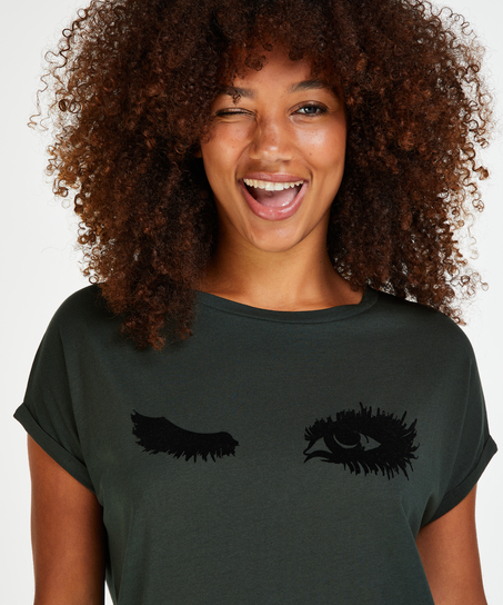 Nattskjorte med rund hals, Gr&oslash;nn