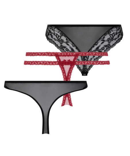 3-pakning g-streng, Svart