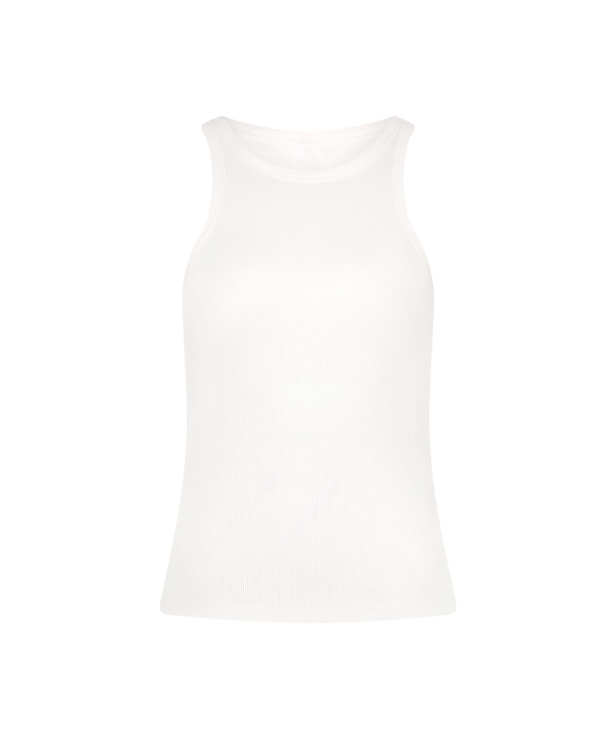 Singlet tanktop i myk bomull, Hvit, main