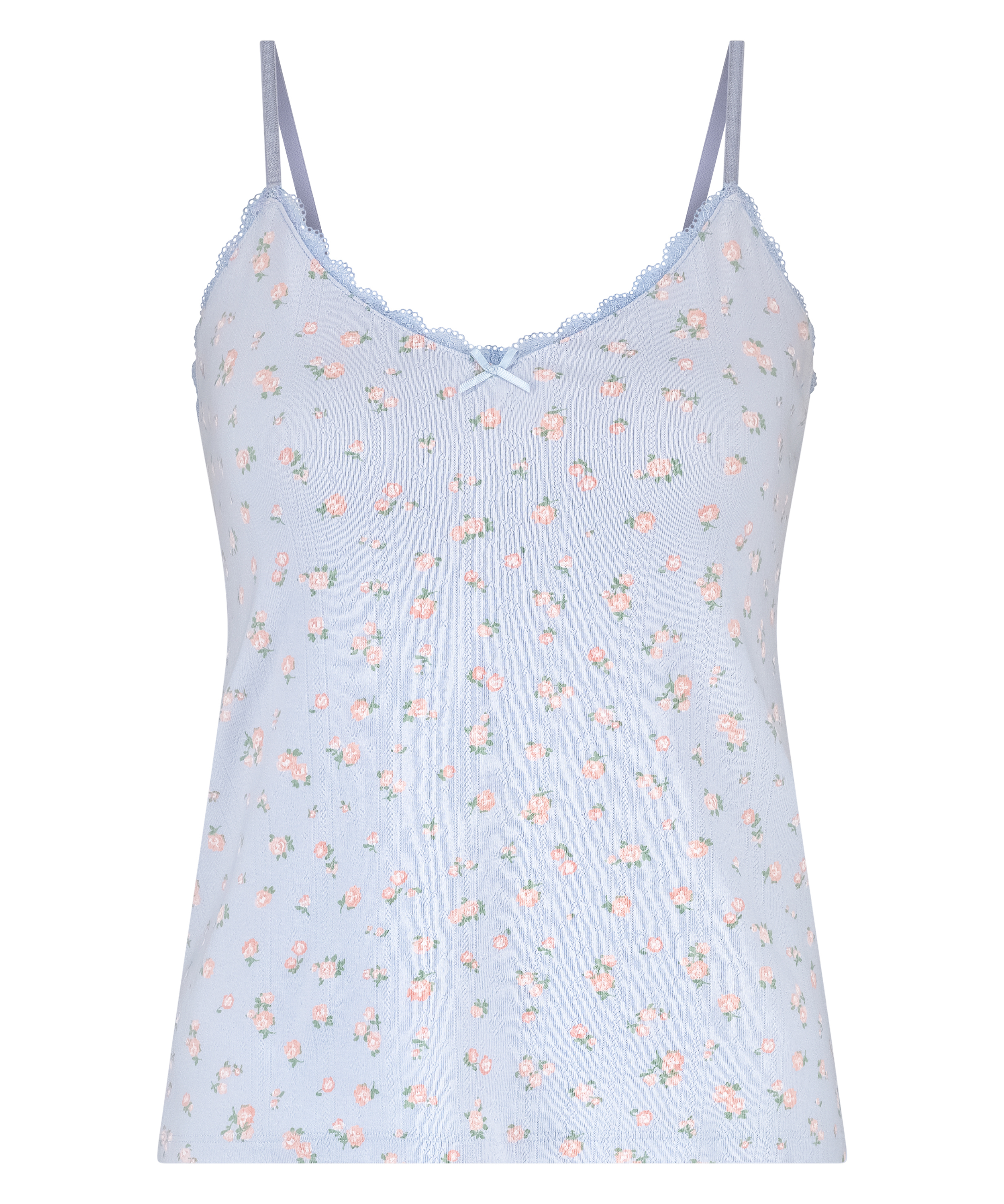 Cami Lace Topp Pointelle, Blå, main