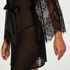 Mesh Lace Chiffon Kimono, Svart