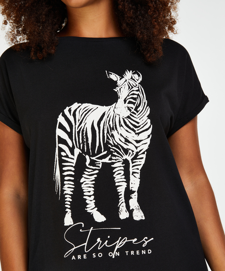 Nattskjorte med rund hals, Svart