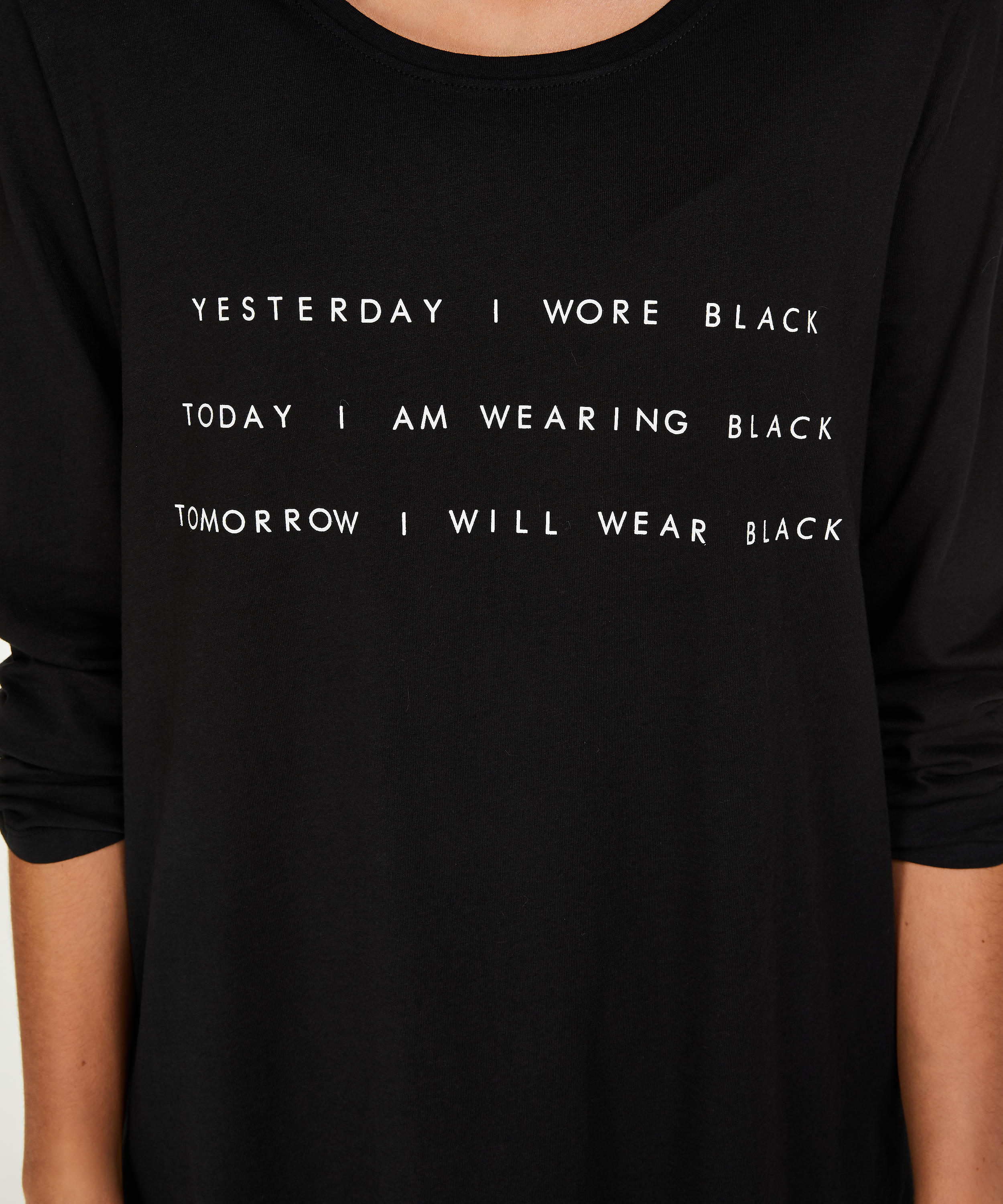 Round Neck Nightshirt, Svart, main