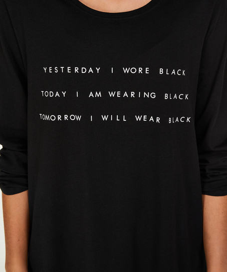 Round Neck Nightshirt, Svart