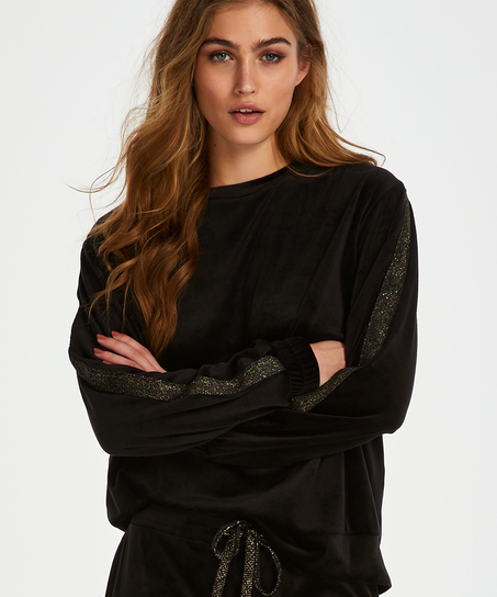 Velvet shimmer topp, Svart