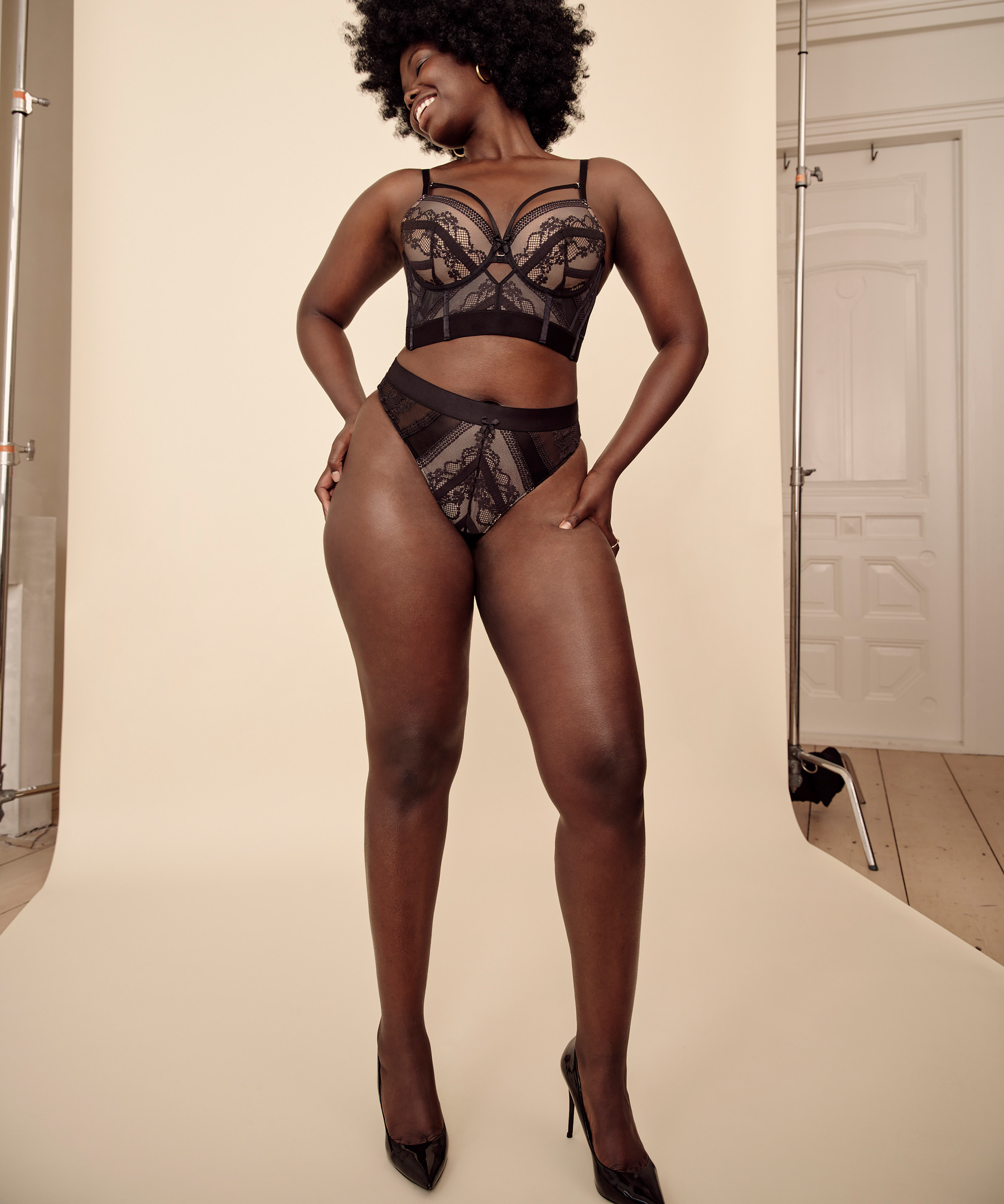 Cleo vattert-BH med spile, Svart, main