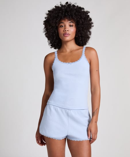 Pointelle shorts, Blå