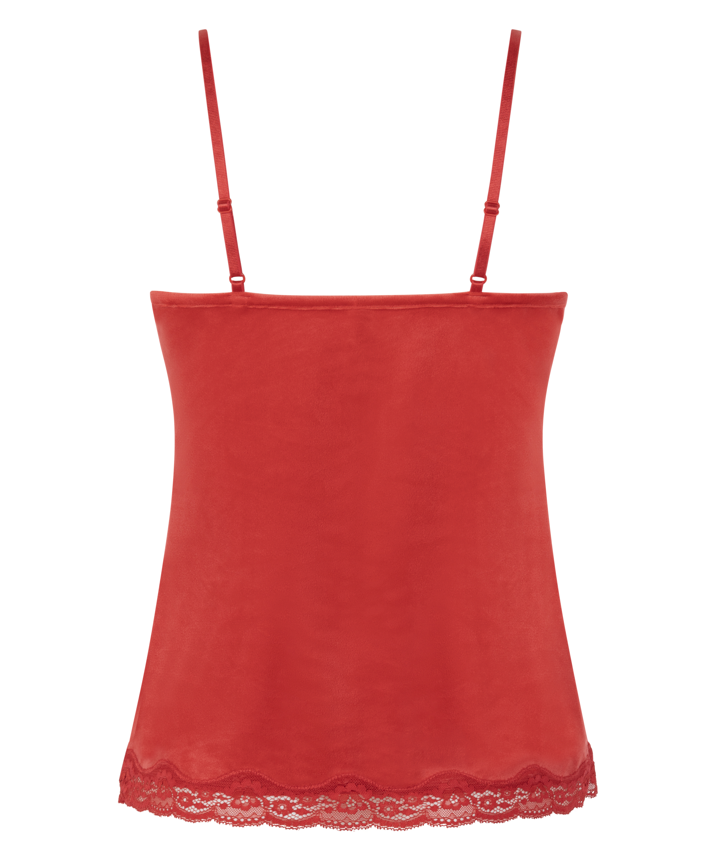 Cami-topp Velours Lace, R&oslash;d, main