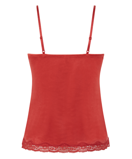Cami-topp Velours Lace, R&oslash;d