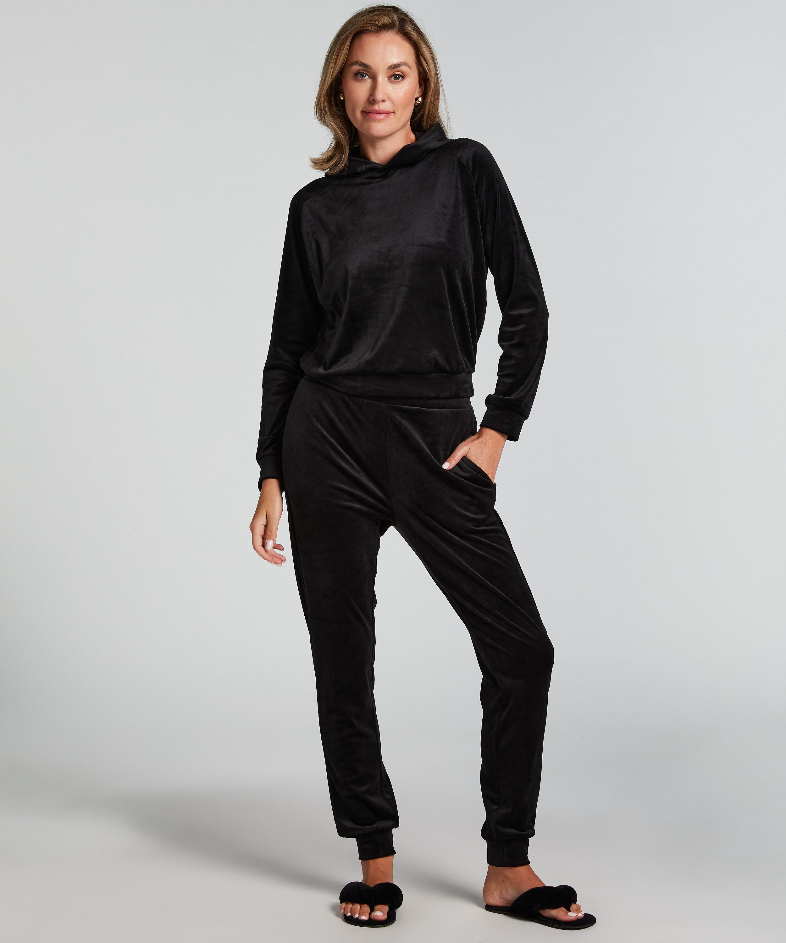Joggebukser Velours, Svart