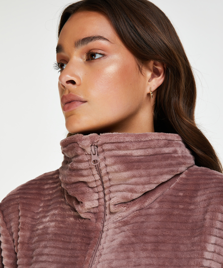 Fleece Zip badekåpe, Rosa