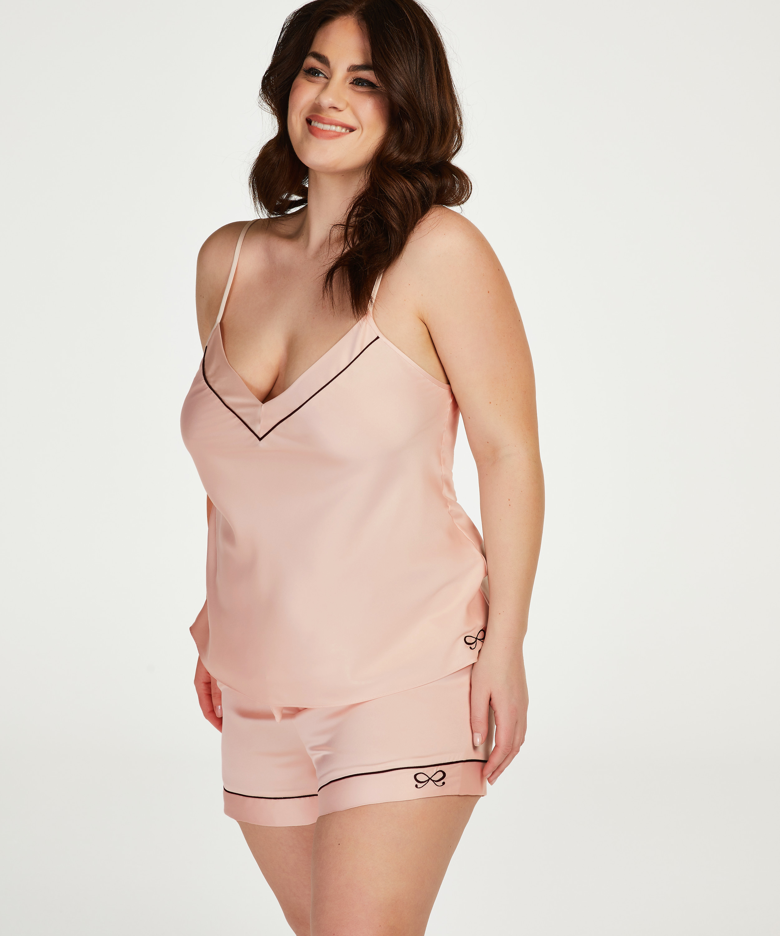 Satin Lace pyjamashhorts, Rosa, main