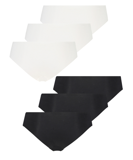 6-pakning usynlige brasilianske truser, Hvit