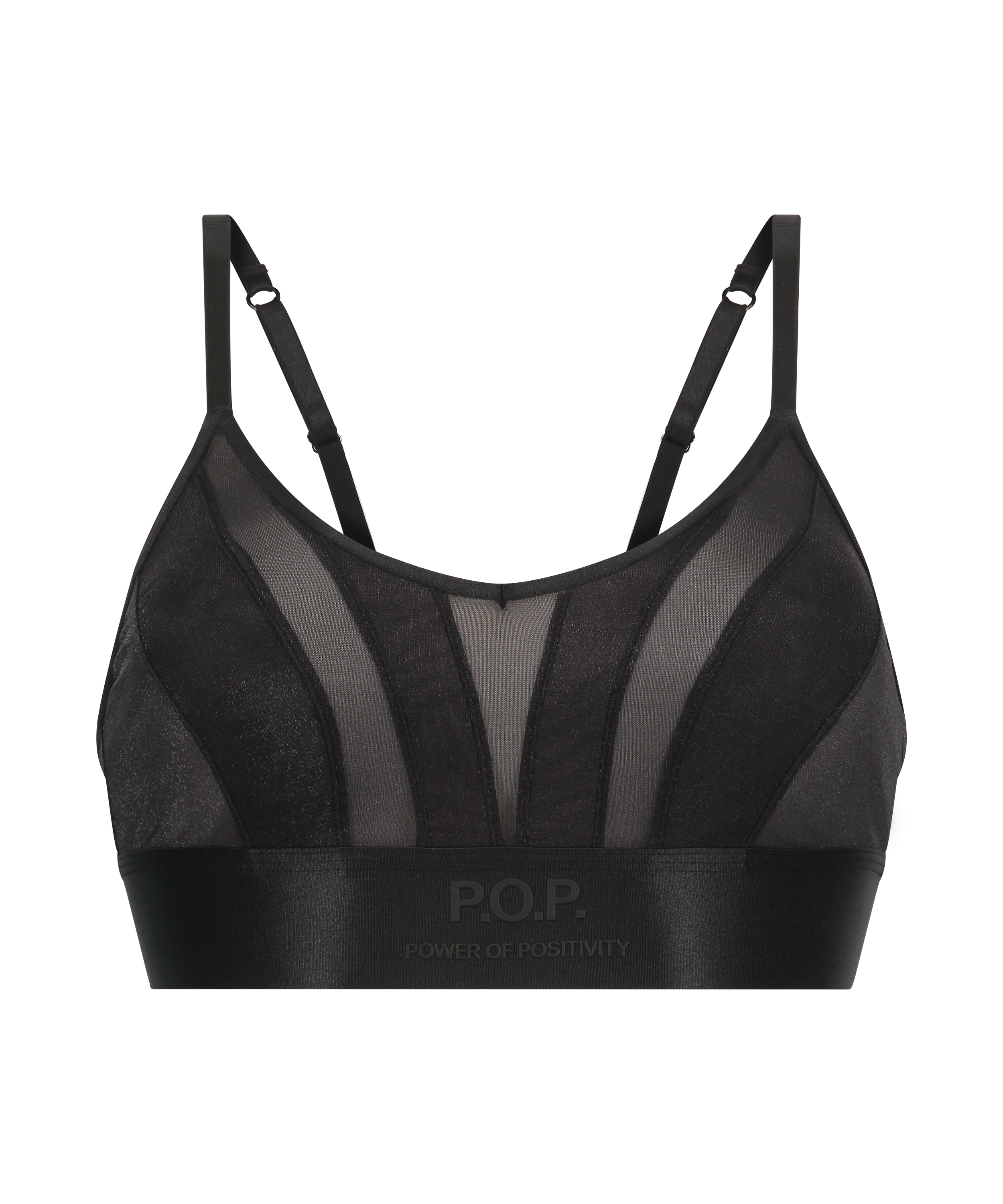 Mesh bralette Glossy, Svart, main