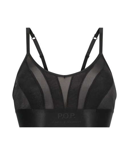 Mesh bralette Glossy, Svart