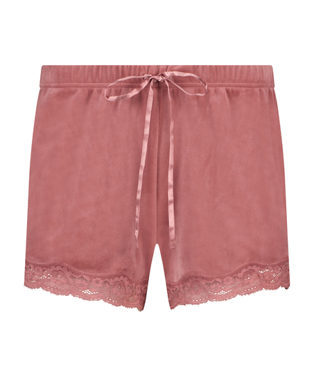 Velvet lace shorts, Rosa