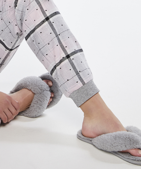 Tøfler i fuskepels, Grå