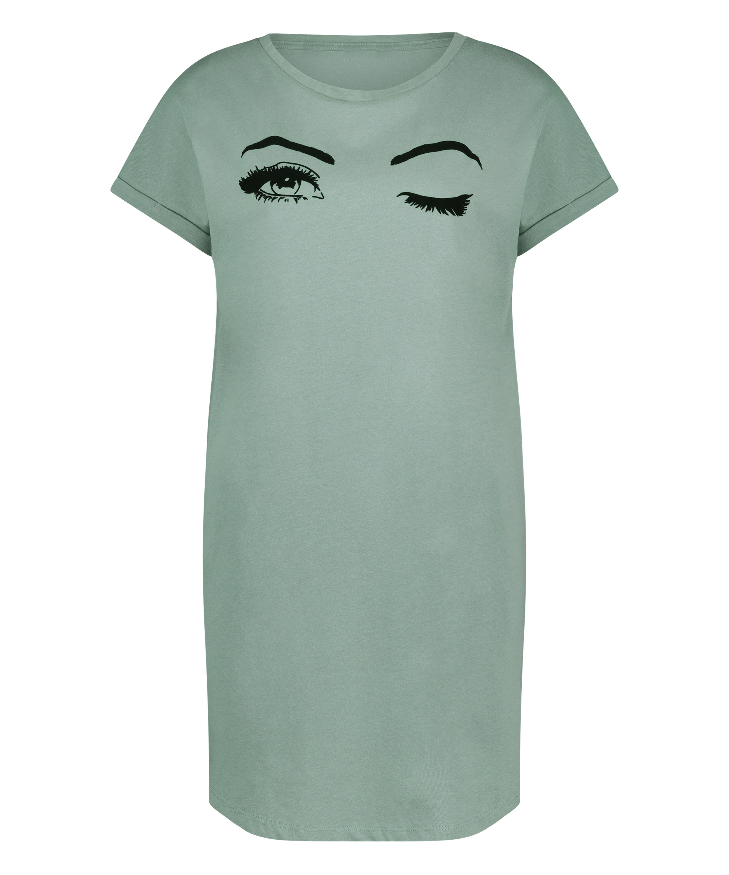 Nattskjorte med rund hals, Bl&aring;, main