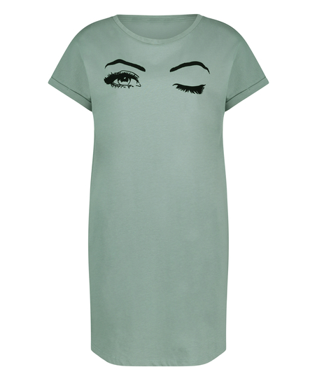 Nattskjorte med rund hals, Bl&aring;