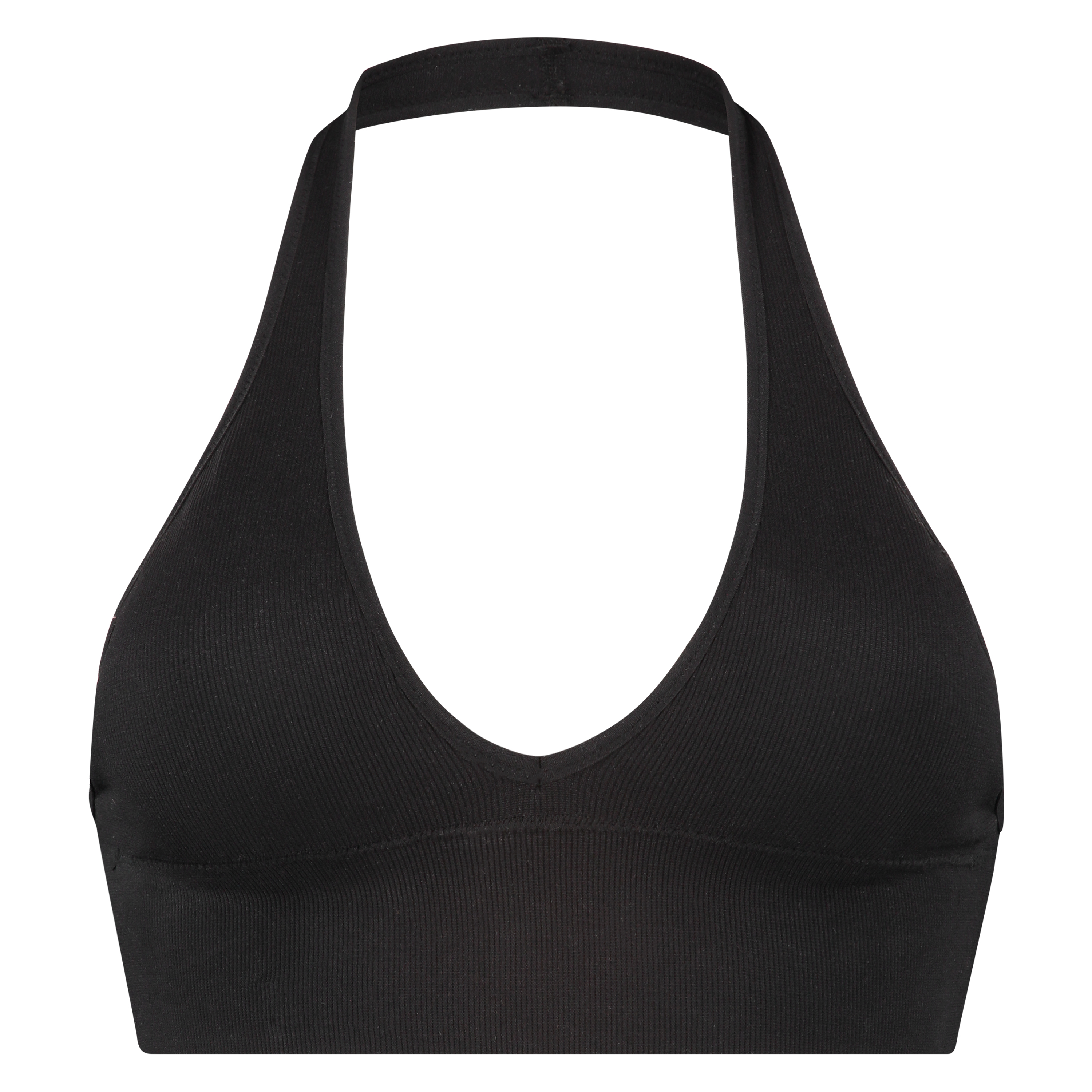 Sømløs halter-bralette, Svart, main