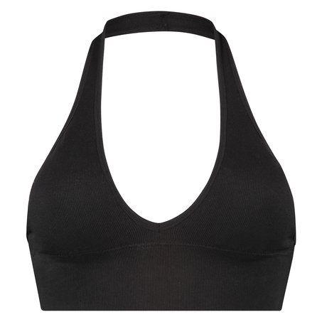 Sømløs halter-bralette, Svart