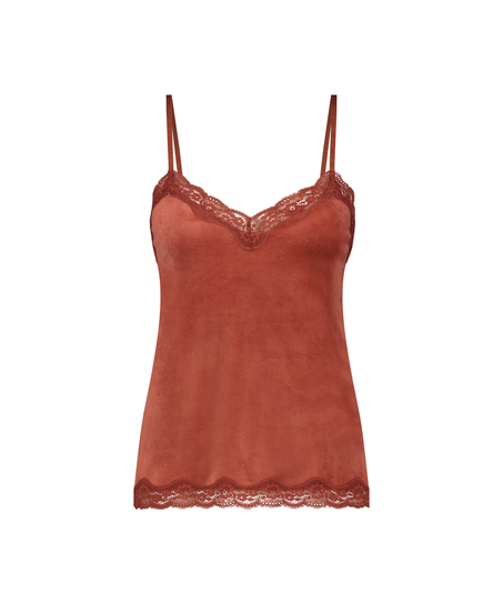 Cami-topp Velours Lace, Brun