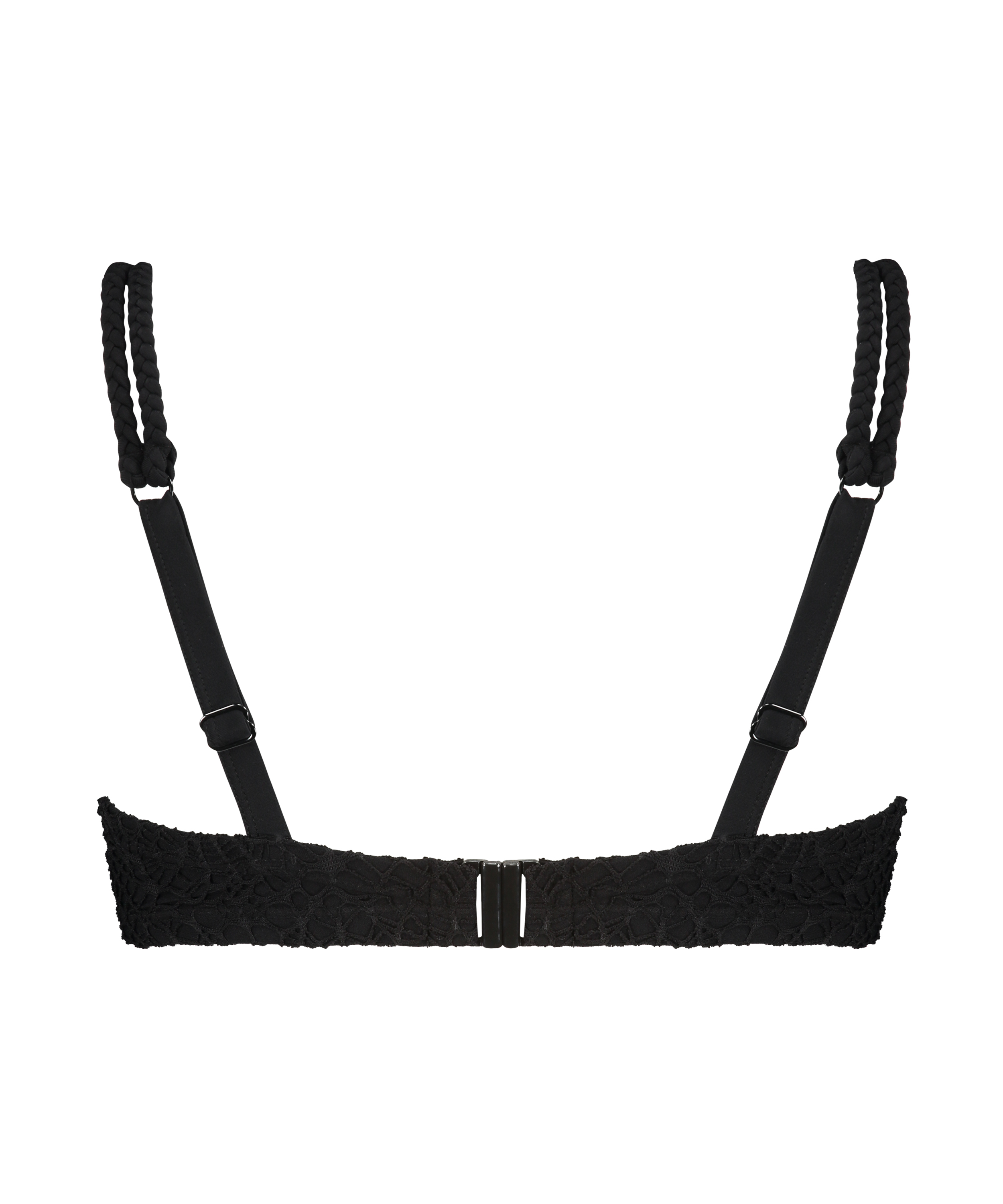 Crochet Lurex polstret bikinitopp med spiler, Svart, main