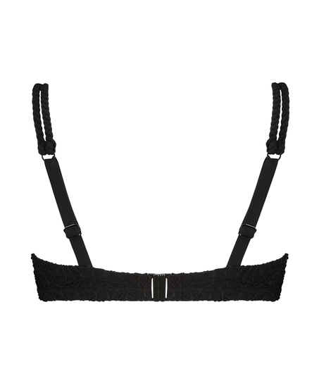 Crochet Lurex polstret bikinitopp med spiler, Svart