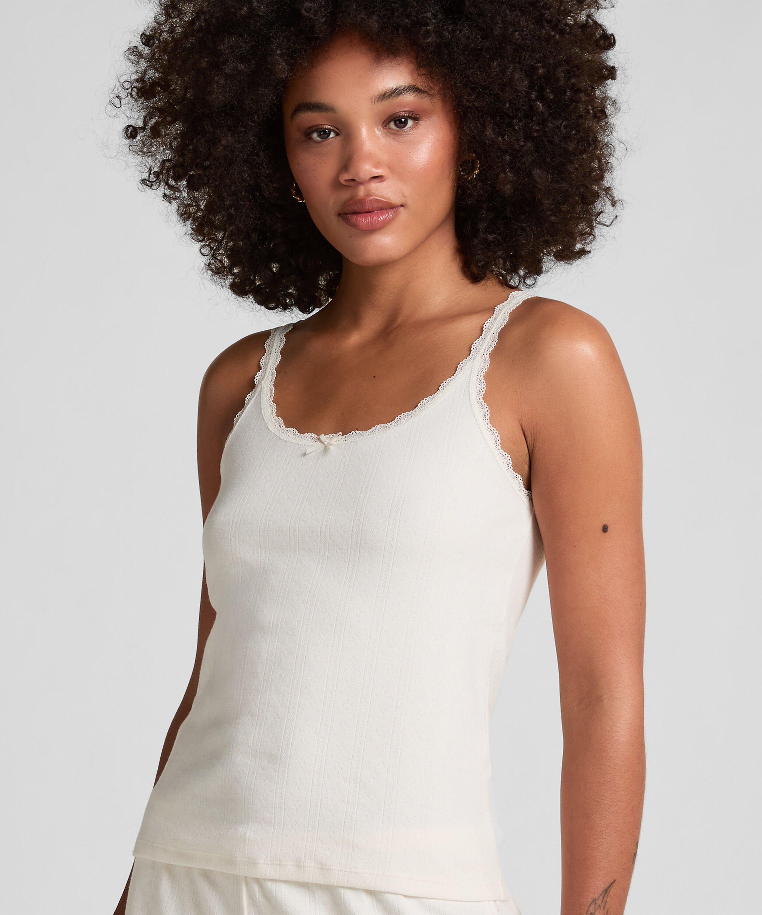 Pointelle singlett, Hvit Pointelle singlett, Hvit