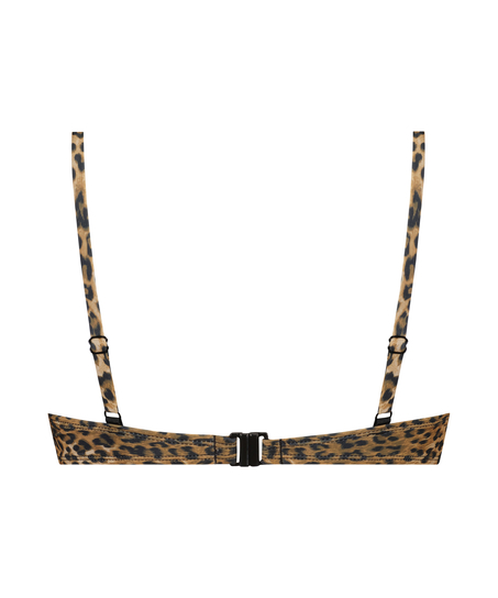 Leopard polstret bikinitopp med spiler, Brun