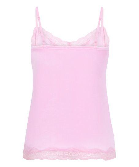 Cami-topp Velours Lace, Rosa
