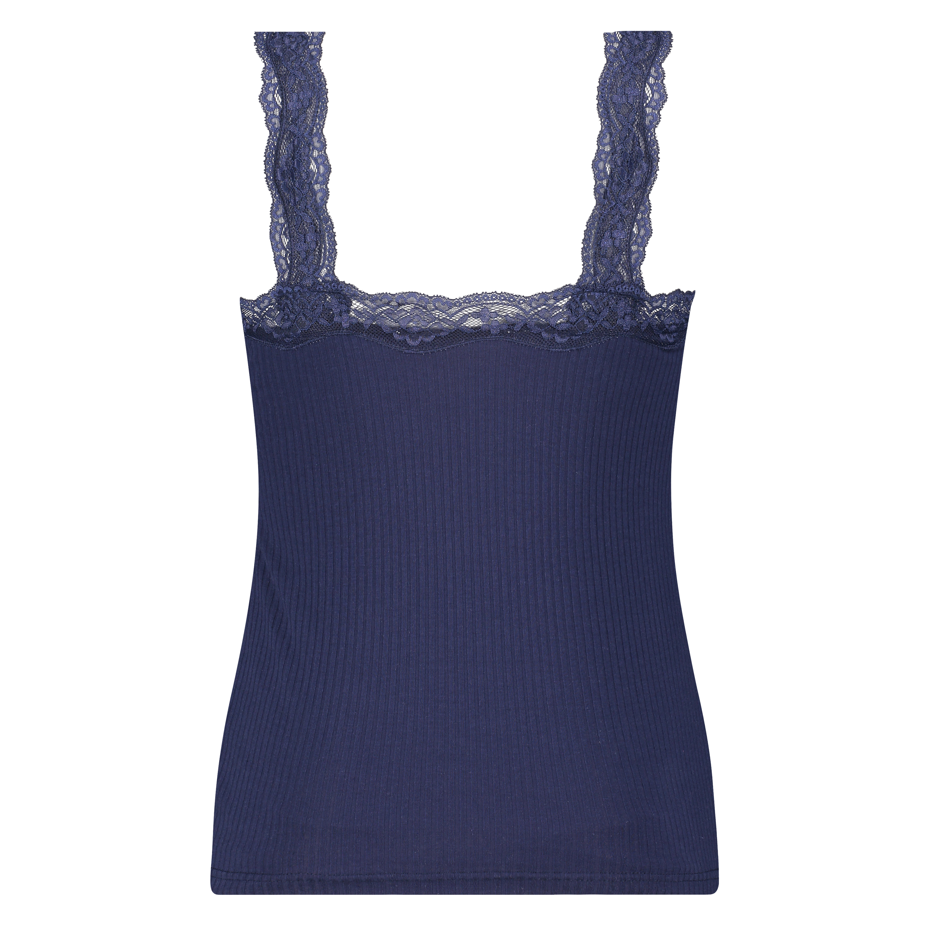 Rib Cami Lace topp, Blå, main