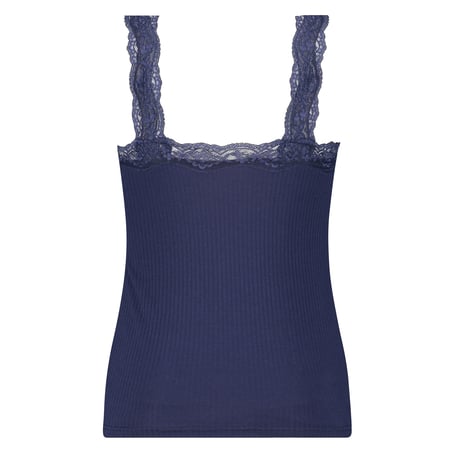 Rib Cami Lace topp, Blå