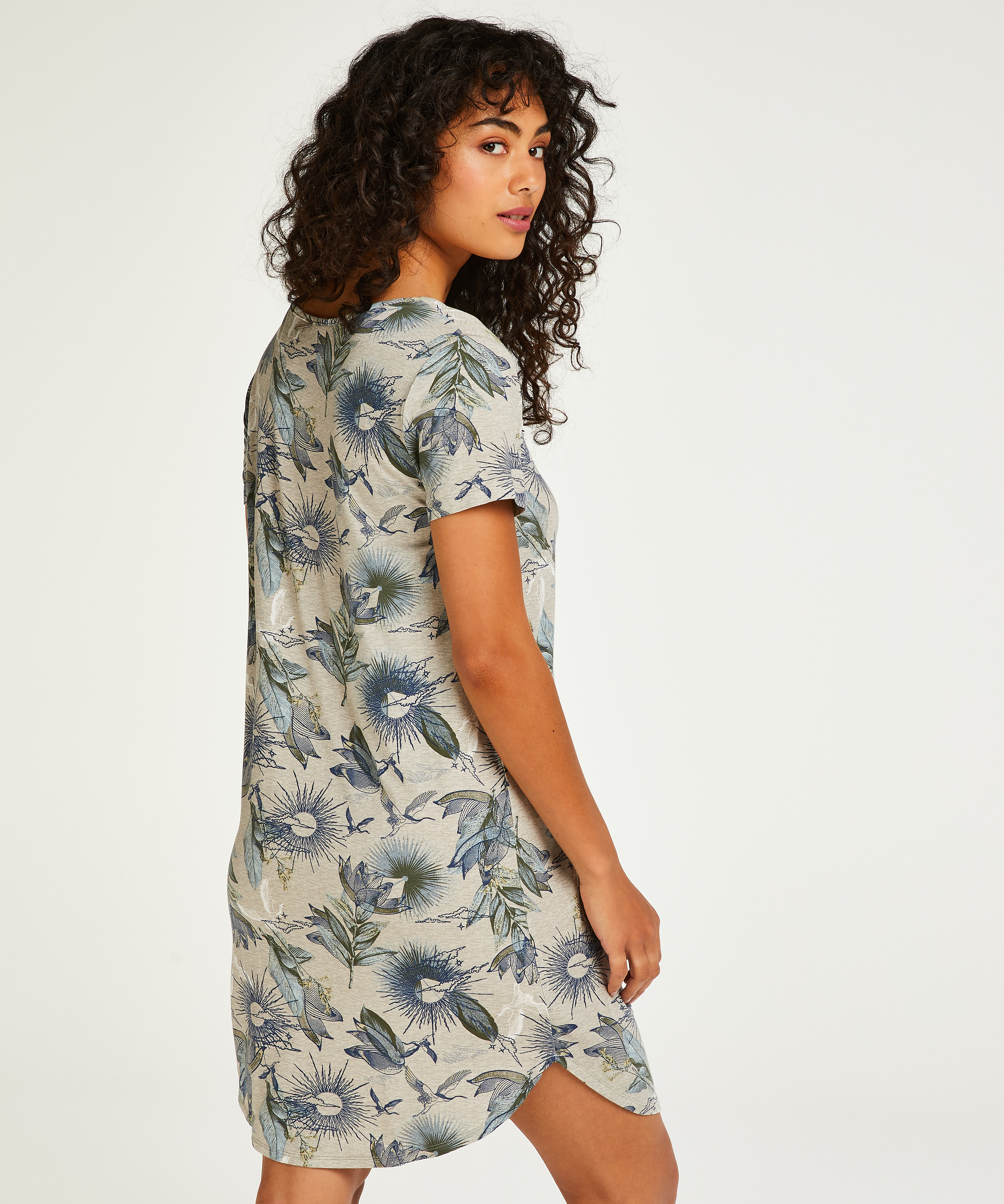 Jersey kortermet nattskjorte, Beige, main