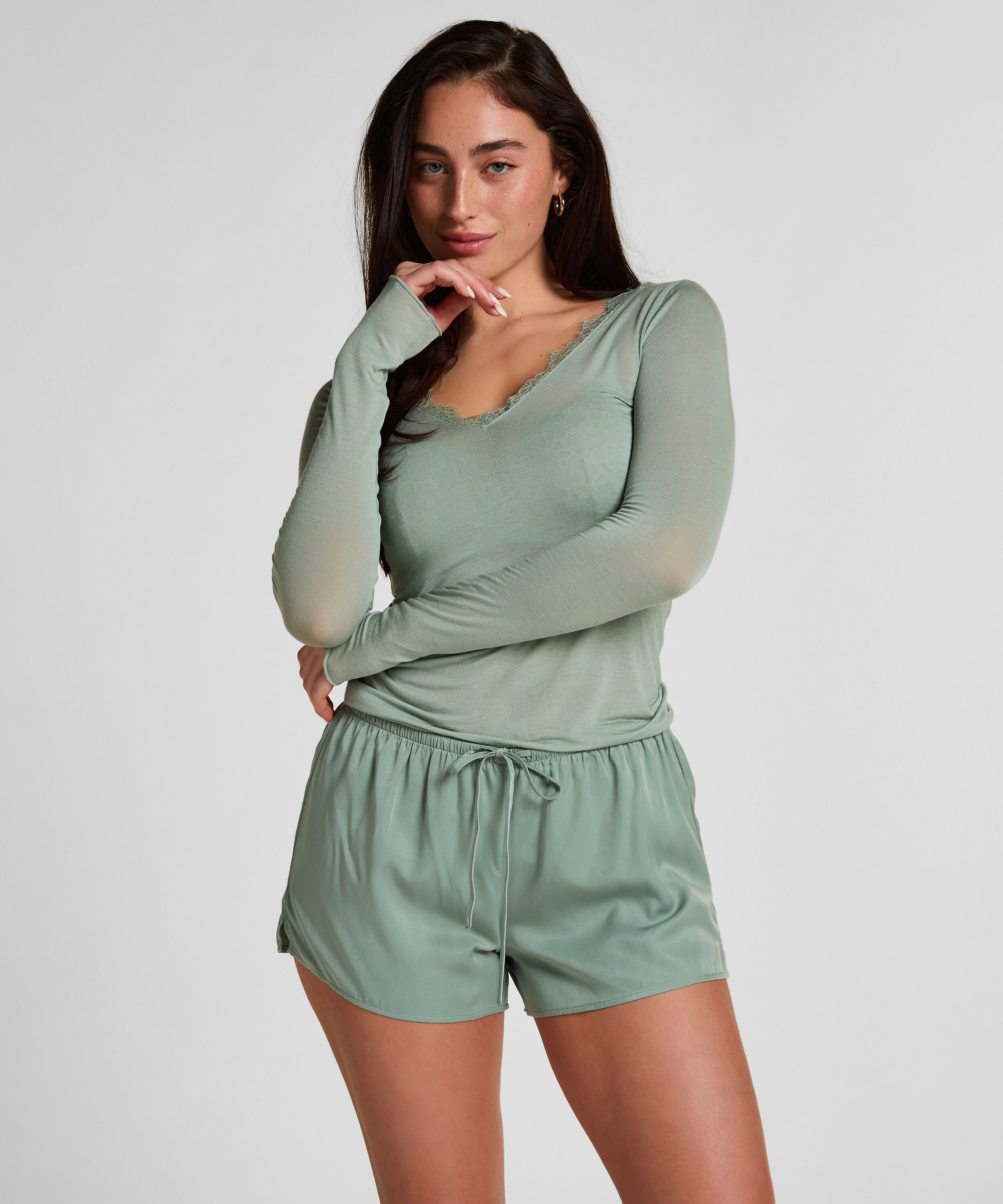 Satin Shorts Ayla, Grønn