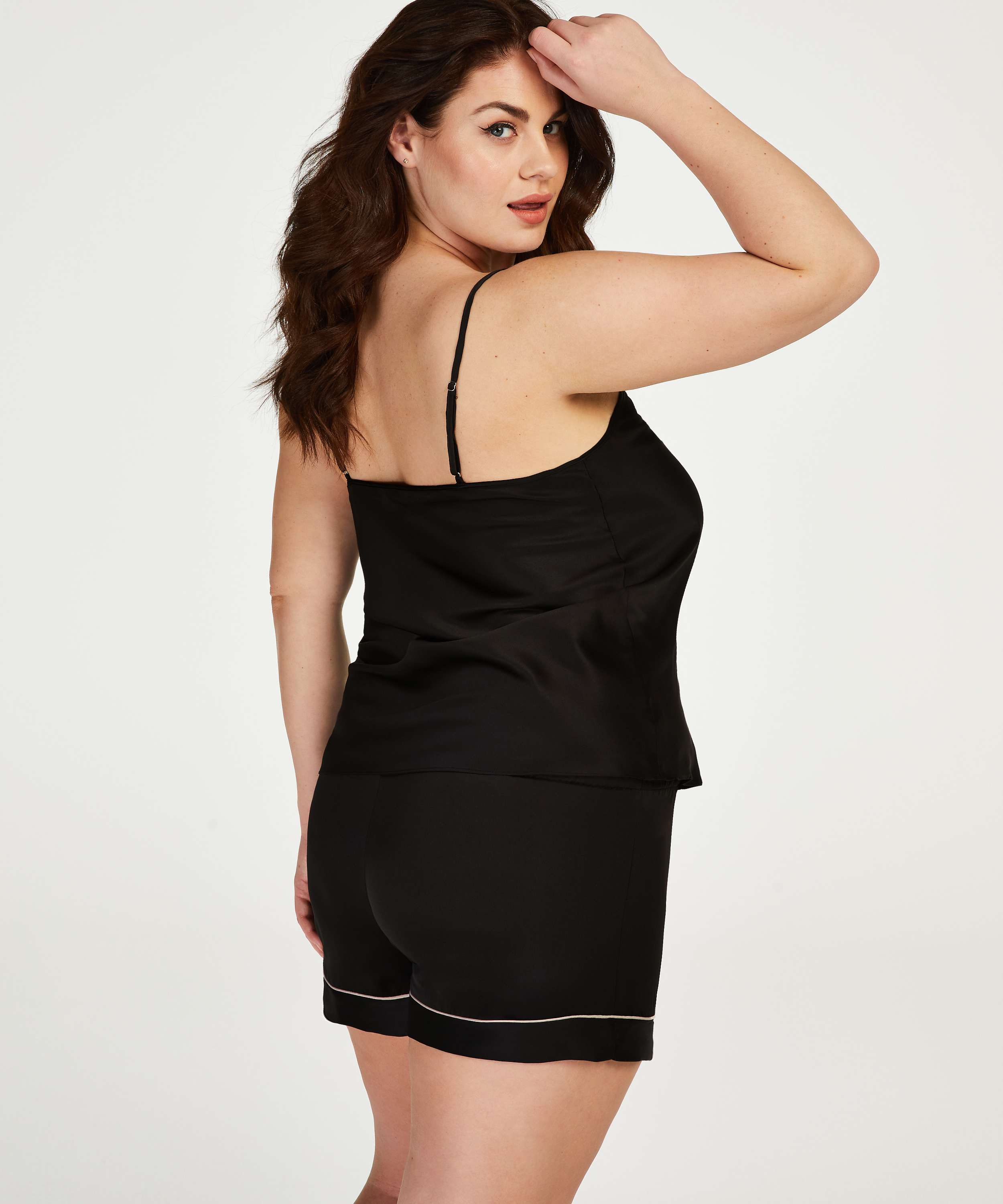 Bow satengtopp, Svart, main