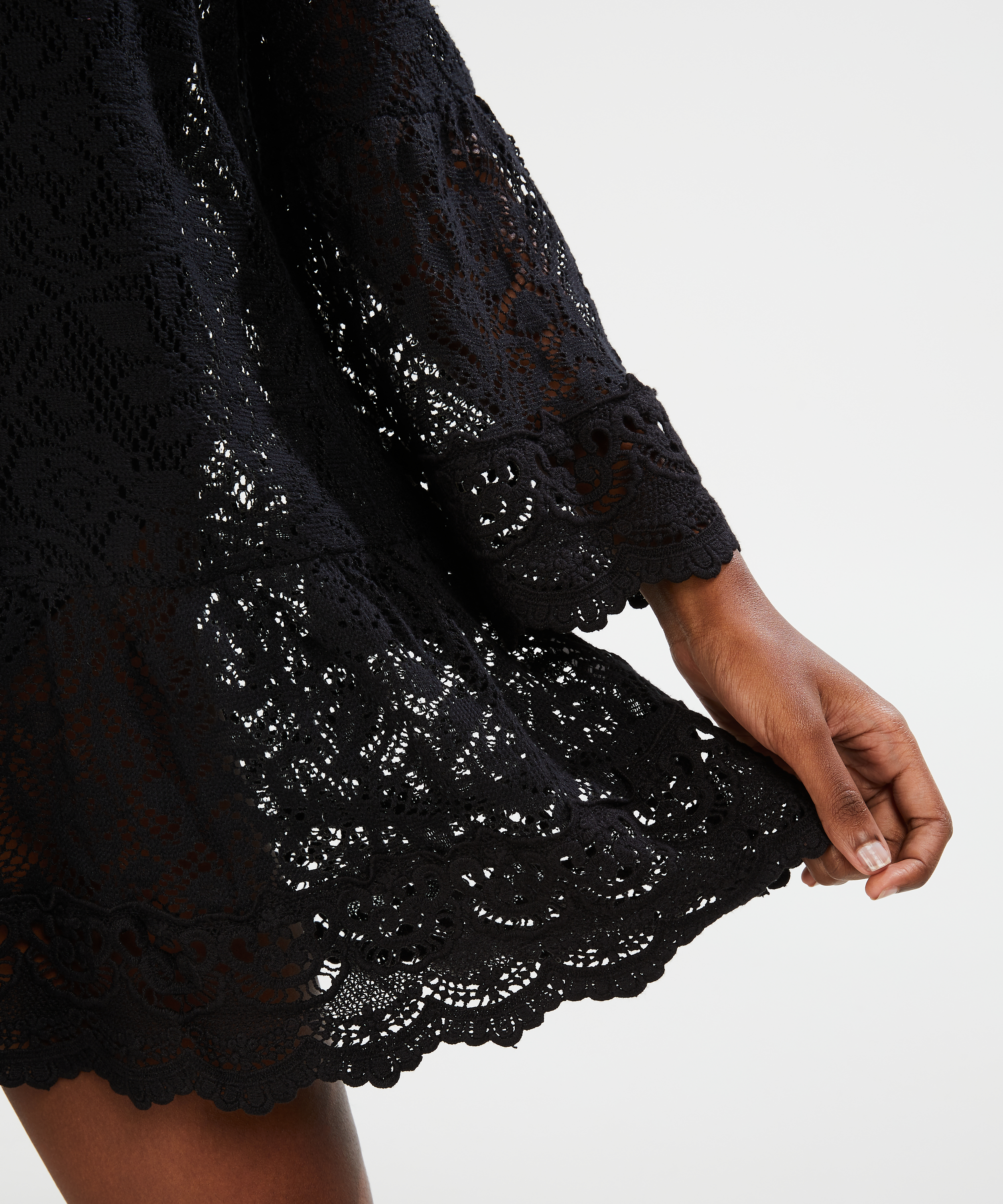 Allover lace tunika, Svart, main