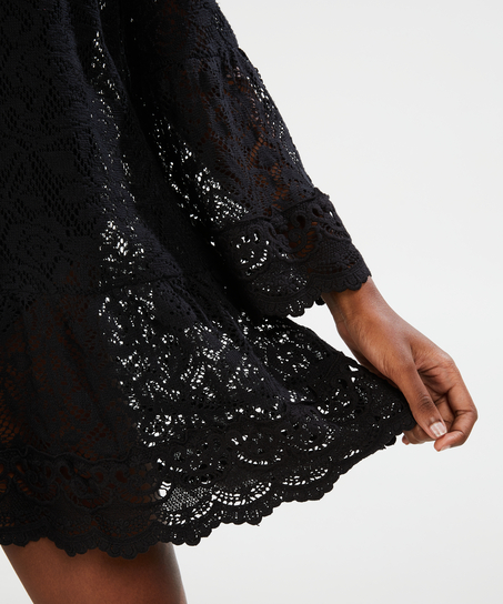 Allover lace tunika, Svart