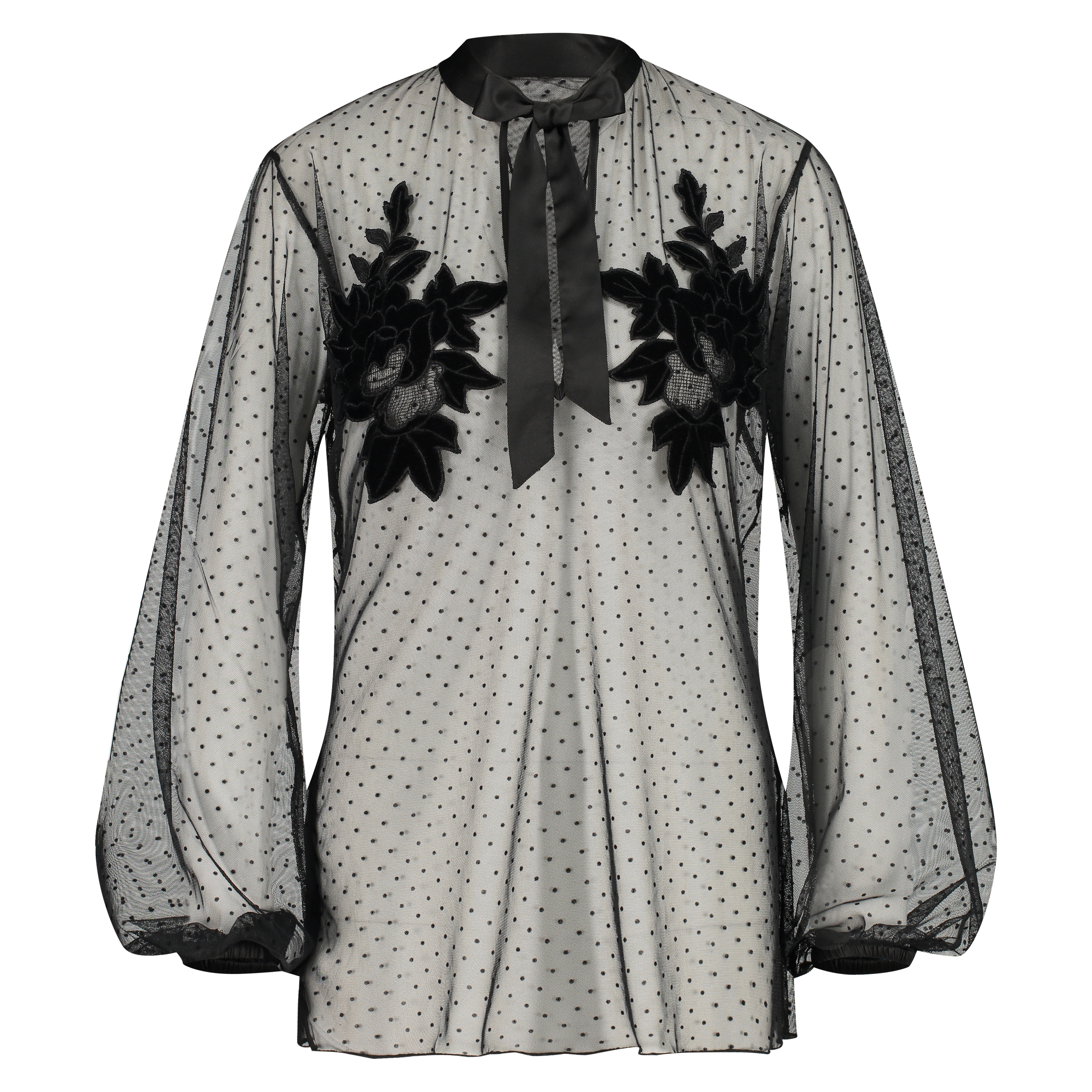 Tunika dot mesh, Svart, main