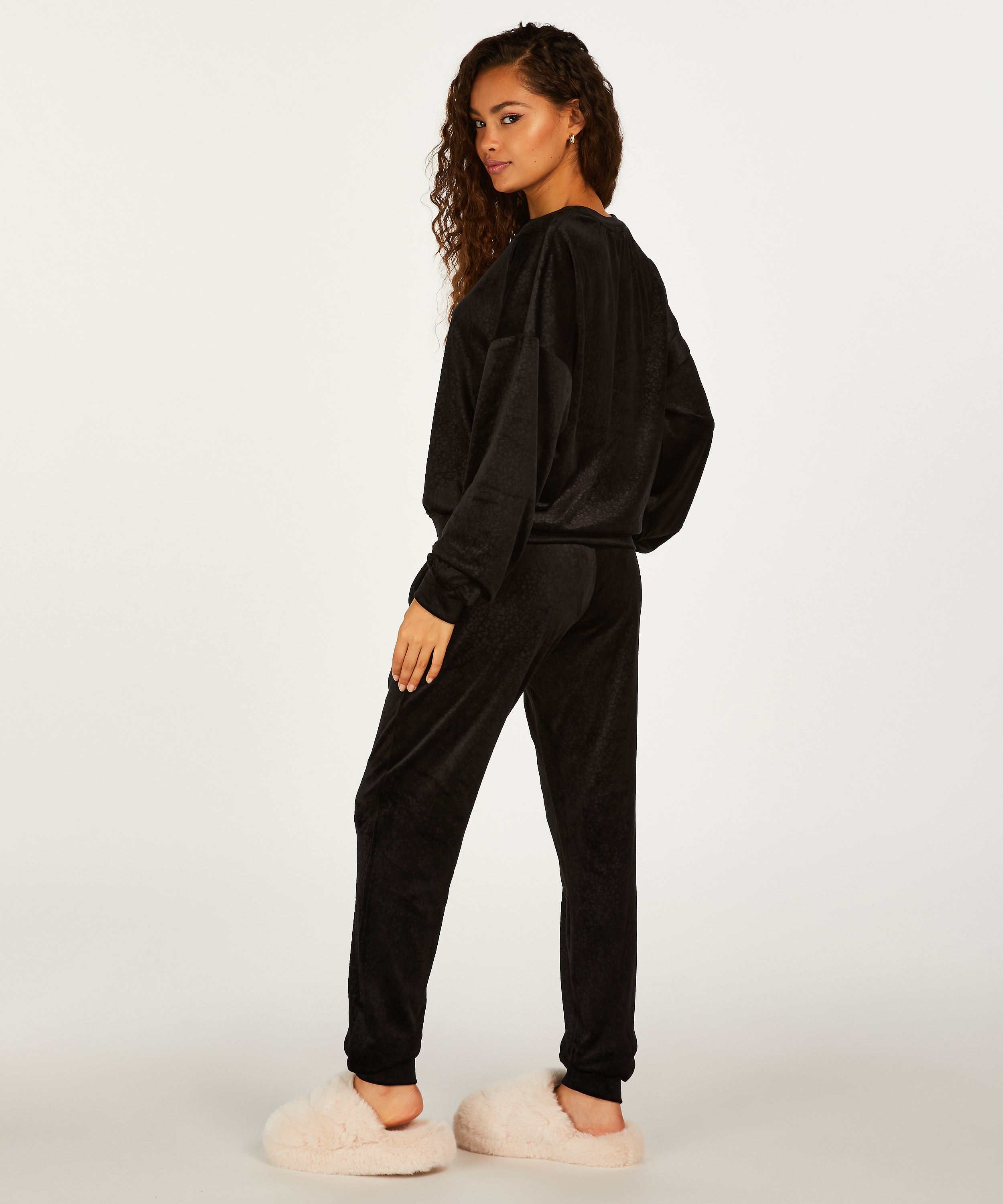 Petite joggebukser Velours, Svart, main