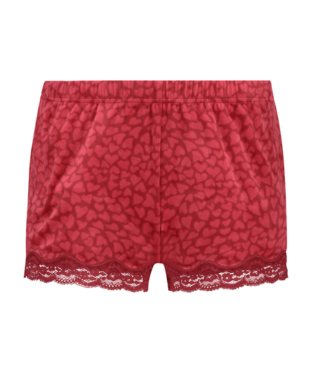 Velvet lace shorts, R&oslash;d