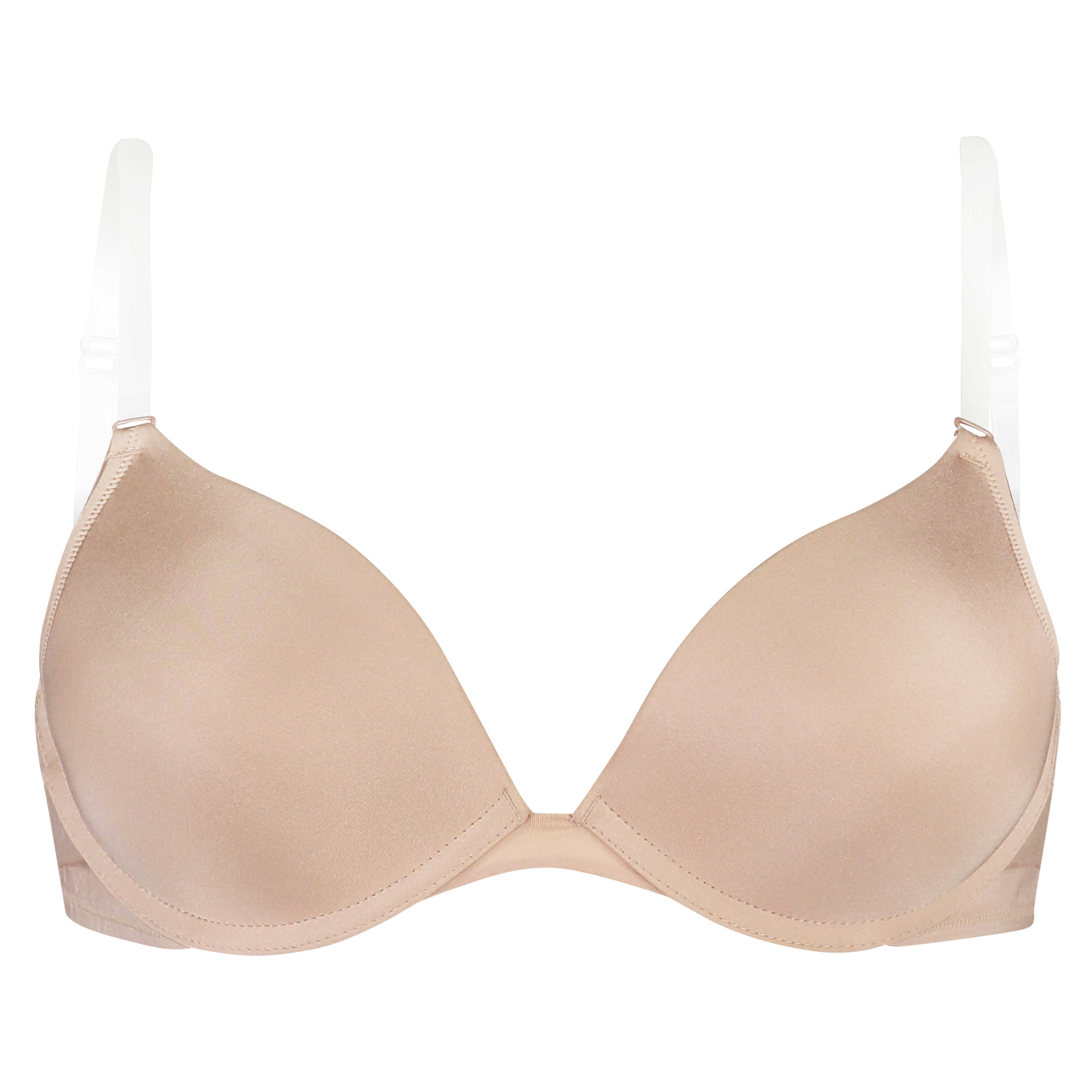 Vattert bh med bøyle stroppefri push-up Transparent Back, Beige, main