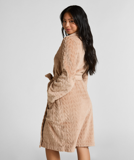 K&aring;pe i kort fleece, Beige